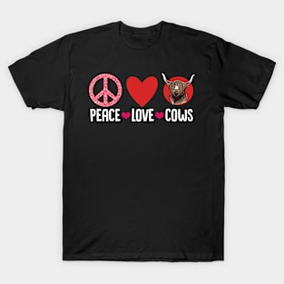 Highland Cow Highland Cattle Peace Love Cows T-Shirt